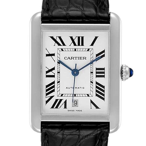 stainless steel cartier tank watch